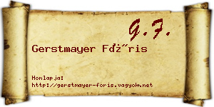Gerstmayer Fóris névjegykártya